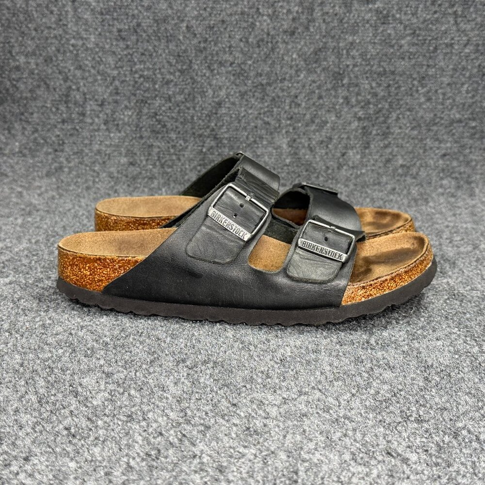 Birkenstock Arizona Sandals Womens 9 Black Leather Buckle Strap Slide Flip Flops